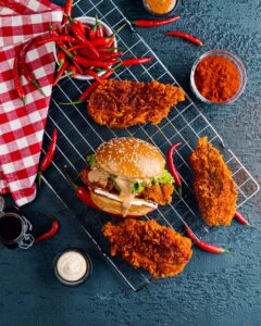 Spicy food trend chicken sandwich